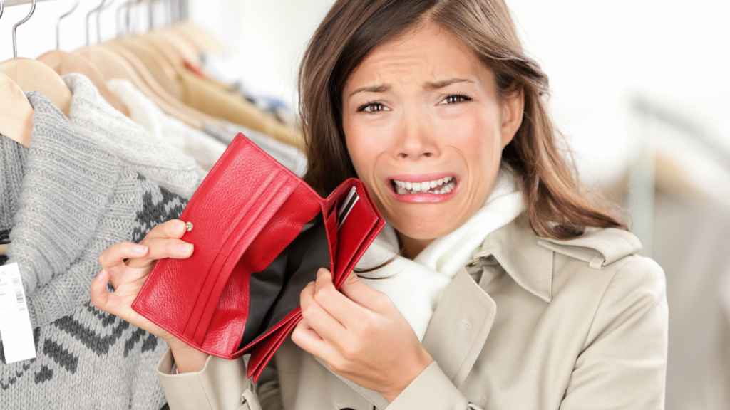 woman with empty wallet